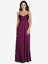 Front View Thumbnail - Merlot Cowl-Neck Empire Waist Maxi Dress with Adjustable Straps