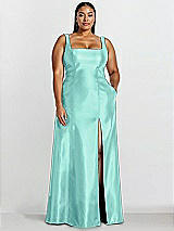 Alt View 1 Thumbnail - Coastal Sleeveless Square-Neck Princess Line Gown with Pockets