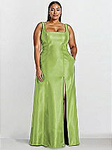 Alt View 1 Thumbnail - Mojito Sleeveless Square-Neck Princess Line Gown with Pockets