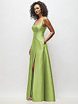 Alt View 4 Thumbnail - Mojito Sleeveless Square-Neck Princess Line Gown with Pockets