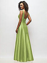 Alt View 5 Thumbnail - Mojito Sleeveless Square-Neck Princess Line Gown with Pockets