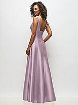 Alt View 5 Thumbnail - Suede Rose Sleeveless Square-Neck Princess Line Gown with Pockets
