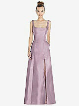 Front View Thumbnail - Suede Rose Sleeveless Square-Neck Princess Line Gown with Pockets