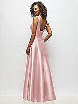 Alt View 5 Thumbnail - Ballet Pink Sleeveless Square-Neck Princess Line Gown with Pockets