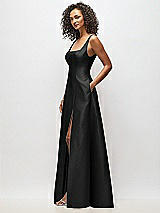 Alt View 4 Thumbnail - Black Sleeveless Square-Neck Princess Line Gown with Pockets