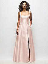 Alt View 3 Thumbnail - Blush Sleeveless Square-Neck Princess Line Gown with Pockets