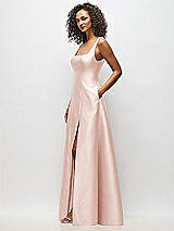 Alt View 4 Thumbnail - Blush Sleeveless Square-Neck Princess Line Gown with Pockets