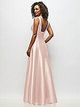 Alt View 5 Thumbnail - Blush Sleeveless Square-Neck Princess Line Gown with Pockets