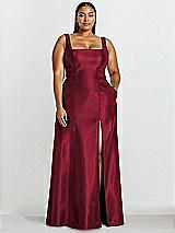 Alt View 1 Thumbnail - Burgundy Sleeveless Square-Neck Princess Line Gown with Pockets