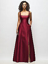 Alt View 3 Thumbnail - Burgundy Sleeveless Square-Neck Princess Line Gown with Pockets