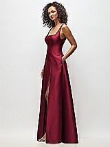Alt View 4 Thumbnail - Burgundy Sleeveless Square-Neck Princess Line Gown with Pockets