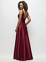 Alt View 5 Thumbnail - Burgundy Sleeveless Square-Neck Princess Line Gown with Pockets