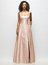 Alt View 3 Thumbnail - Cameo Sleeveless Square-Neck Princess Line Gown with Pockets