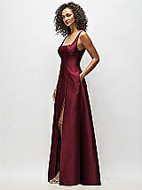Alt View 4 Thumbnail - Cabernet Sleeveless Square-Neck Princess Line Gown with Pockets