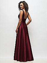 Alt View 5 Thumbnail - Cabernet Sleeveless Square-Neck Princess Line Gown with Pockets