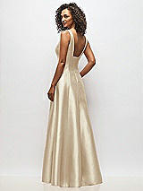 Alt View 5 Thumbnail - Champagne Sleeveless Square-Neck Princess Line Gown with Pockets