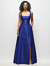 Alt View 3 Thumbnail - Cobalt Blue Sleeveless Square-Neck Princess Line Gown with Pockets
