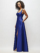 Alt View 4 Thumbnail - Cobalt Blue Sleeveless Square-Neck Princess Line Gown with Pockets