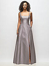 Alt View 3 Thumbnail - Cashmere Gray Sleeveless Square-Neck Princess Line Gown with Pockets