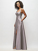 Alt View 4 Thumbnail - Cashmere Gray Sleeveless Square-Neck Princess Line Gown with Pockets