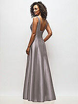 Alt View 5 Thumbnail - Cashmere Gray Sleeveless Square-Neck Princess Line Gown with Pockets