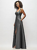 Alt View 4 Thumbnail - Gunmetal Sleeveless Square-Neck Princess Line Gown with Pockets