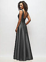 Alt View 5 Thumbnail - Gunmetal Sleeveless Square-Neck Princess Line Gown with Pockets