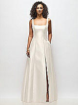 Alt View 3 Thumbnail - Ivory Sleeveless Square-Neck Princess Line Gown with Pockets