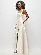 Alt View 4 Thumbnail - Ivory Sleeveless Square-Neck Princess Line Gown with Pockets