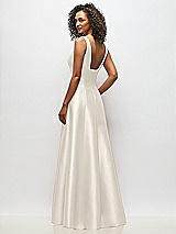 Alt View 5 Thumbnail - Ivory Sleeveless Square-Neck Princess Line Gown with Pockets