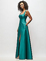 Alt View 4 Thumbnail - Jade Sleeveless Square-Neck Princess Line Gown with Pockets