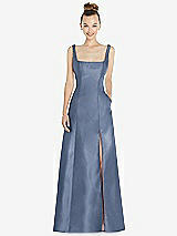 Front View Thumbnail - Larkspur Blue Sleeveless Square-Neck Princess Line Gown with Pockets