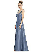 Side View Thumbnail - Larkspur Blue Sleeveless Square-Neck Princess Line Gown with Pockets