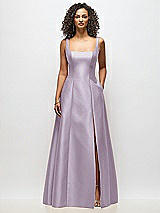 Alt View 3 Thumbnail - Lilac Haze Sleeveless Square-Neck Princess Line Gown with Pockets