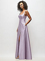 Alt View 4 Thumbnail - Lilac Haze Sleeveless Square-Neck Princess Line Gown with Pockets