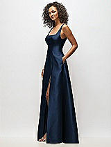 Alt View 4 Thumbnail - Midnight Navy Sleeveless Square-Neck Princess Line Gown with Pockets