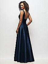Alt View 5 Thumbnail - Midnight Navy Sleeveless Square-Neck Princess Line Gown with Pockets