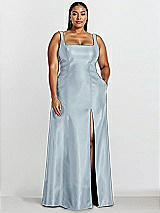 Alt View 1 Thumbnail - Mist Sleeveless Square-Neck Princess Line Gown with Pockets