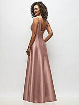 Alt View 5 Thumbnail - Neu Nude Sleeveless Square-Neck Princess Line Gown with Pockets