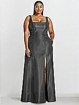 Alt View 1 Thumbnail - Pewter Sleeveless Square-Neck Princess Line Gown with Pockets