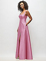 Alt View 4 Thumbnail - Powder Pink Sleeveless Square-Neck Princess Line Gown with Pockets