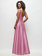 Alt View 5 Thumbnail - Powder Pink Sleeveless Square-Neck Princess Line Gown with Pockets