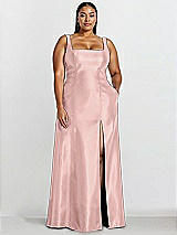 Alt View 1 Thumbnail - Rose Sleeveless Square-Neck Princess Line Gown with Pockets