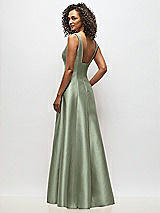 Alt View 5 Thumbnail - Sage Sleeveless Square-Neck Princess Line Gown with Pockets