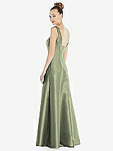 Rear View Thumbnail - Sage Sleeveless Square-Neck Princess Line Gown with Pockets