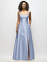 Alt View 3 Thumbnail - Sky Blue Sleeveless Square-Neck Princess Line Gown with Pockets