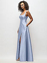 Alt View 4 Thumbnail - Sky Blue Sleeveless Square-Neck Princess Line Gown with Pockets