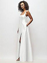 Alt View 4 Thumbnail - White Sleeveless Square-Neck Princess Line Gown with Pockets