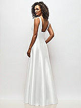 Alt View 5 Thumbnail - White Sleeveless Square-Neck Princess Line Gown with Pockets