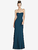 Front View Thumbnail - Atlantic Blue Strapless Princess Line Crepe Mermaid Gown